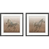 Framed 'Stallion on Leather 2 Piece Framed Art Print Set' border=