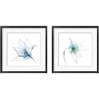 Framed 'Blue Graphite Flower 2 Piece Framed Art Print Set' border=