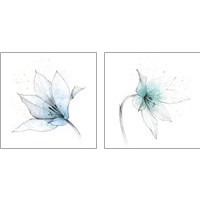 Framed 'Blue Graphite Flower 2 Piece Art Print Set' border=