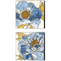 Framed 'Camilles Peony Indigo 2 Piece Canvas Print Set' border=