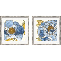 Framed 'Camilles Peony Indigo 2 Piece Framed Art Print Set' border=