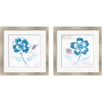 Framed 'Eastern Boho Peacock Blue 2 Piece Framed Art Print Set' border=