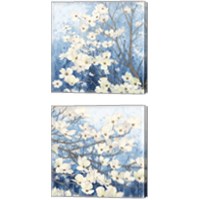 Framed Dogwood Blossoms Indigo 2 Piece Canvas Print Set