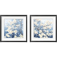 Framed 'Dogwood Blossoms Indigo 2 Piece Framed Art Print Set' border=