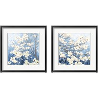 Framed Dogwood Blossoms Indigo 2 Piece Framed Art Print Set