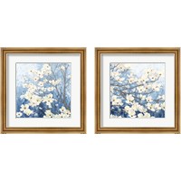 Framed 'Dogwood Blossoms Indigo 2 Piece Framed Art Print Set' border=