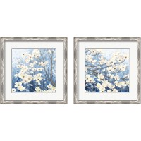 Framed 'Dogwood Blossoms Indigo 2 Piece Framed Art Print Set' border=