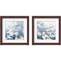 Framed 'Dogwood Blossoms Indigo 2 Piece Framed Art Print Set' border=