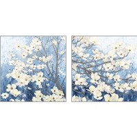 Framed Dogwood Blossoms Indigo 2 Piece Art Print Set