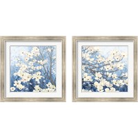 Framed 'Dogwood Blossoms Indigo 2 Piece Framed Art Print Set' border=