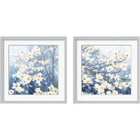 Framed 'Dogwood Blossoms Indigo 2 Piece Framed Art Print Set' border=