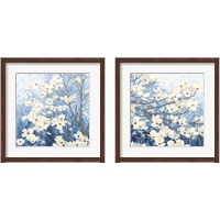 Framed Dogwood Blossoms Indigo 2 Piece Framed Art Print Set