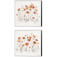 Framed 'Wildflowers Orange 2 Piece Canvas Print Set' border=
