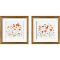 Framed 'Wildflowers Orange 2 Piece Framed Art Print Set' border=