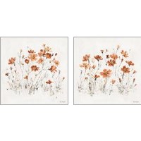 Framed Wildflowers Orange 2 Piece Art Print Set