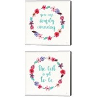 Framed 'Simply Amazing Blue and Blush 2 Piece Canvas Print Set' border=