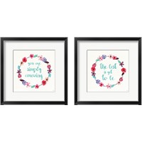 Framed 'Simply Amazing Blue and Blush 2 Piece Framed Art Print Set' border=