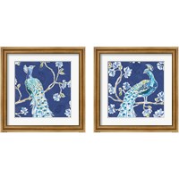 Framed 'Peacock Allegory Blue 2 Piece Framed Art Print Set' border=