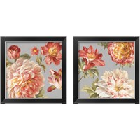 Framed 'Mixed Floral Crop Gray  2 Piece Framed Art Print Set' border=