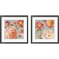 Framed 'Mixed Floral Crop Gray  2 Piece Framed Art Print Set' border=