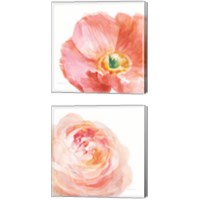 Framed 'Garden Flowers on White Crop 2 Piece Canvas Print Set' border=