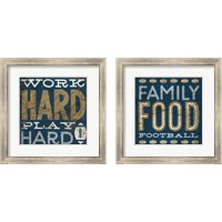 Framed 'Football Blue 2 Piece Framed Art Print Set' border=