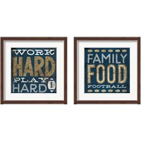 Framed 'Football Blue 2 Piece Framed Art Print Set' border=