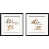 Framed 'Farm Friends 2 Piece Framed Art Print Set' border=