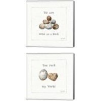 Framed Pebbles and Sandpipers 2 Piece Canvas Print Set