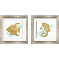 Framed 'Silver Sea Life 2 Piece Framed Art Print Set' border=