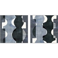 Framed Geometric Deco BW 2 Piece Art Print Set