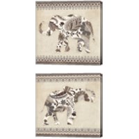 Framed 'Boho Elephant Neutral 2 Piece Canvas Print Set' border=