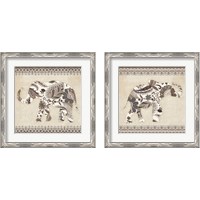 Framed Boho Elephant Neutral 2 Piece Framed Art Print Set