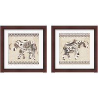 Framed 'Boho Elephant Neutral 2 Piece Framed Art Print Set' border=