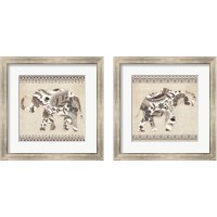 Framed 'Boho Elephant Neutral 2 Piece Framed Art Print Set' border=