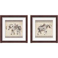 Framed 'Boho Elephant Neutral 2 Piece Framed Art Print Set' border=