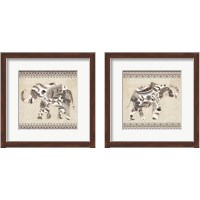 Framed Boho Elephant Neutral 2 Piece Framed Art Print Set