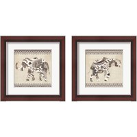 Framed Boho Elephant Neutral 2 Piece Framed Art Print Set