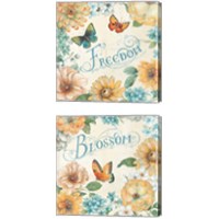 Framed 'Butterfly Bloom 2 Piece Canvas Print Set' border=