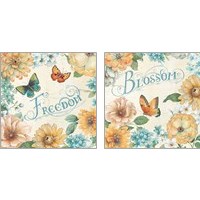Framed 'Butterfly Bloom 2 Piece Art Print Set' border=