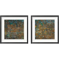 Framed 'Blue and Bronze Dots 2 Piece Framed Art Print Set' border=