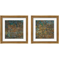 Framed 'Blue and Bronze Dots 2 Piece Framed Art Print Set' border=