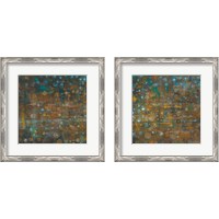Framed 'Blue and Bronze Dots 2 Piece Framed Art Print Set' border=