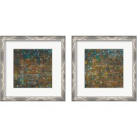 Framed 'Blue and Bronze Dots 2 Piece Framed Art Print Set' border=