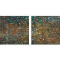 Framed Blue and Bronze Dots 2 Piece Art Print Set