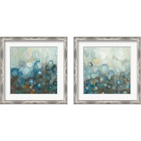 Framed 'Blue and Bronze Dots 2 Piece Framed Art Print Set' border=