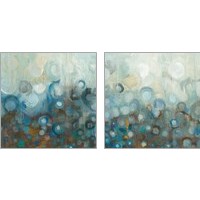 Framed Blue and Bronze Dots 2 Piece Art Print Set