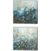 Framed Blue and Bronze Dots 2 Piece Canvas Print Set