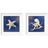 Framed 'Treasures from the Sea Indigo 2 Piece Framed Art Print Set' border=