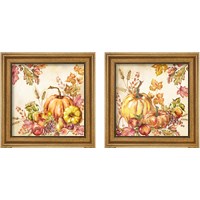 Framed Watercolor Harvest Pumpkins 2 Piece Framed Art Print Set